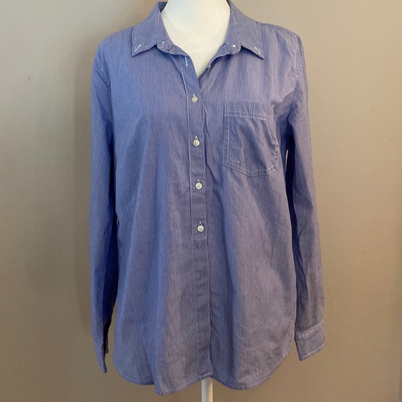 GAP Tops - Gap Blue and White Striped Tailored Button-down Shirt